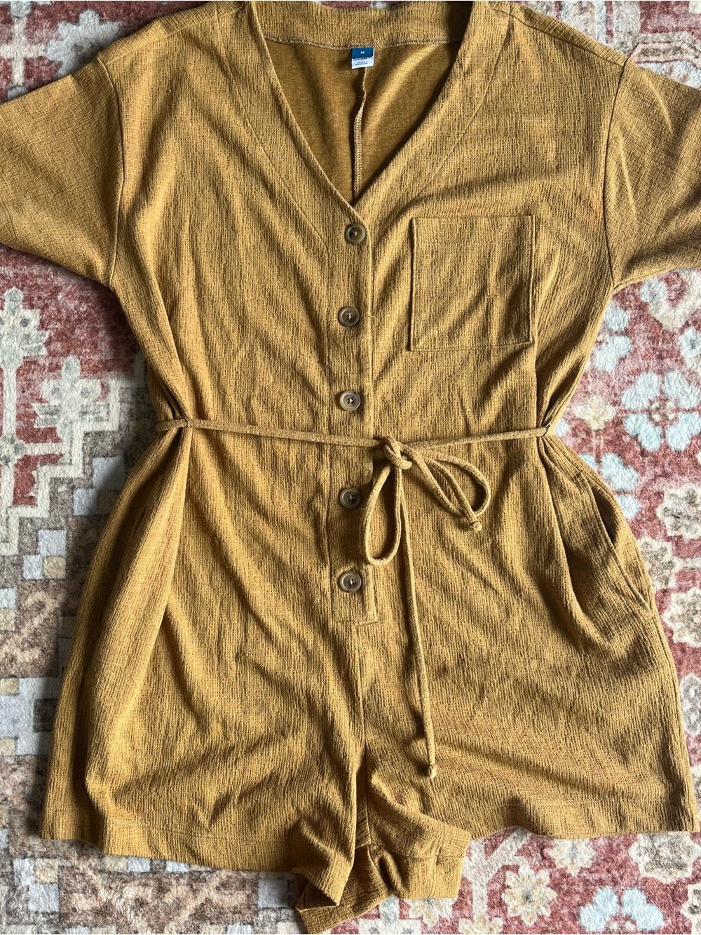 Old Navy Mustard Yellow Button-Front Romper